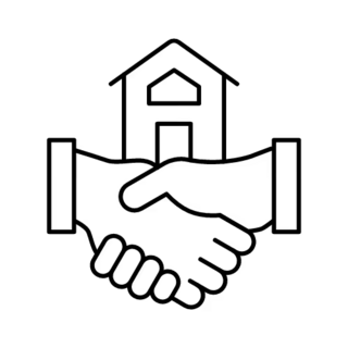 Icon representing a handshake after the conclusion of a contract
